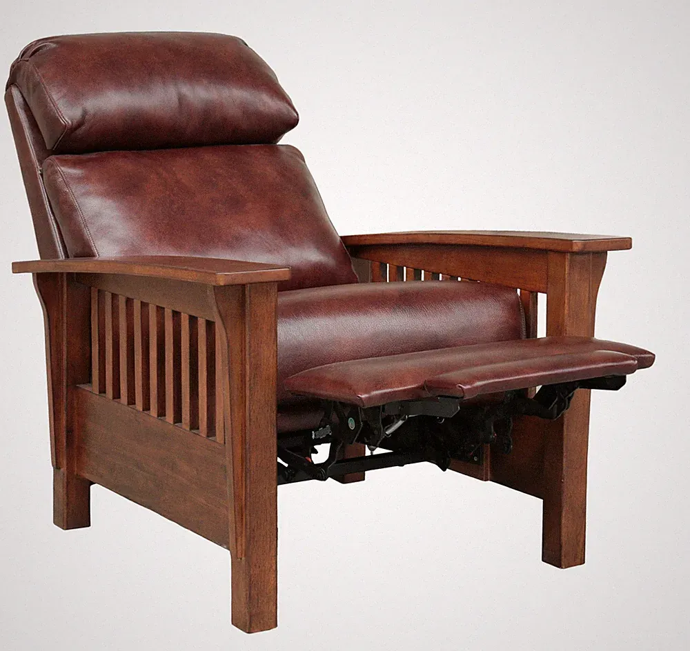 Barcalounger Mission Solid Wood Recliner in Wenlock Fudge Leather