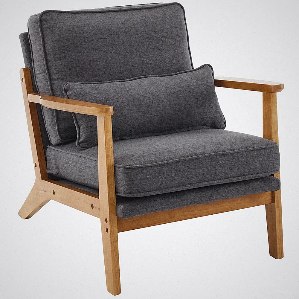 Dark Gray Upholstered Single Lounge Chair, Indoor Armchair,in stock