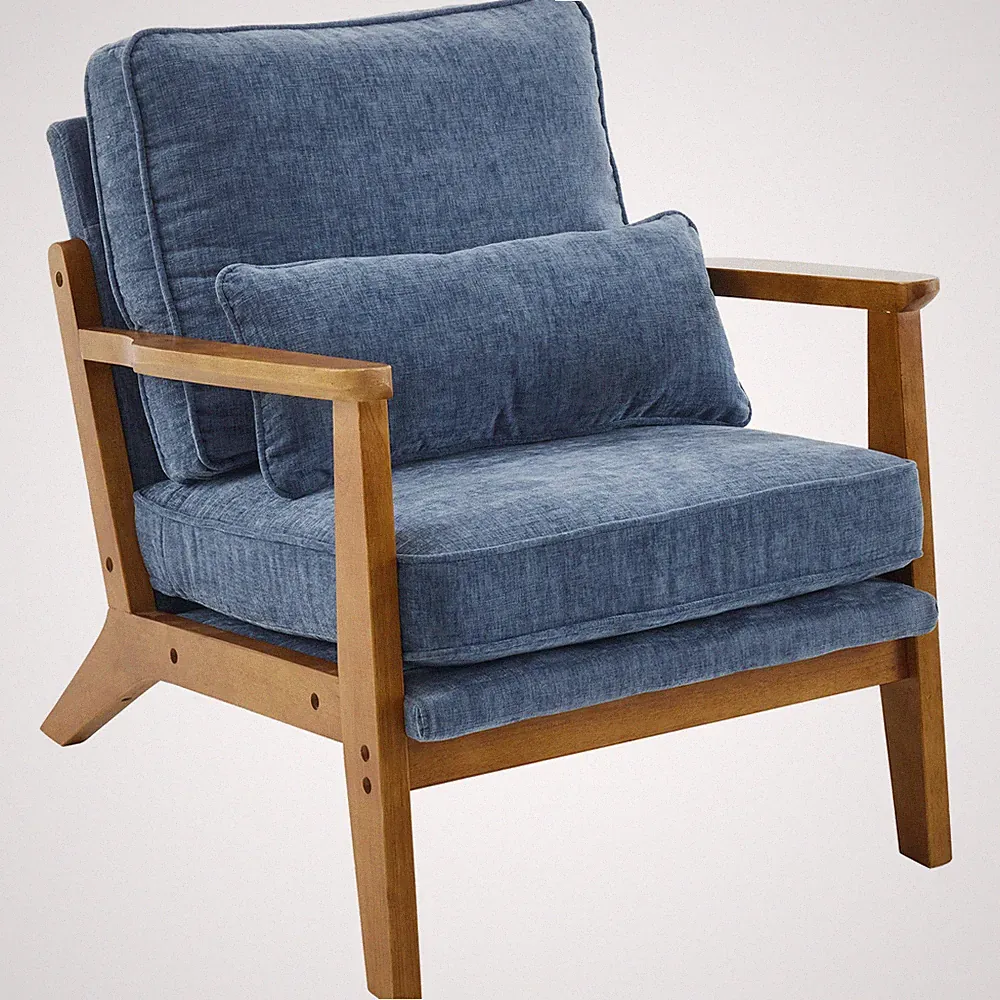 Deep Navy Blue Chenille Upholstered Single Lounge Chair(330LBS Weight Capacity)