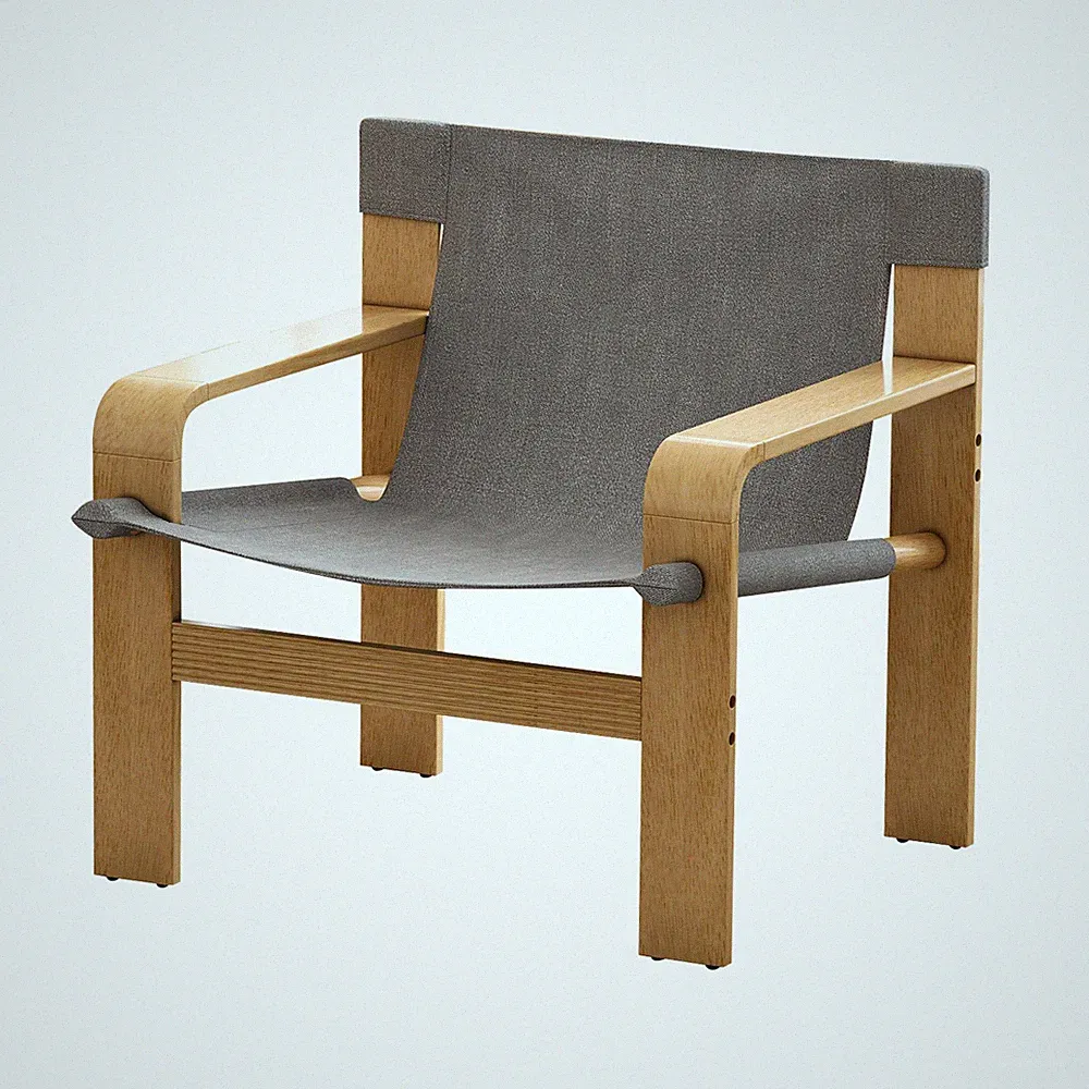 Detachable and washable oak wide armrest lounge chair, linen fabric armchair
