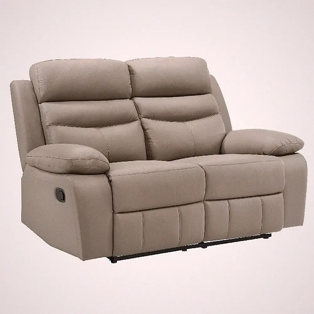 Hanna Manual Double Recliner Loveseat-Latte Brown Leather-64 Inch