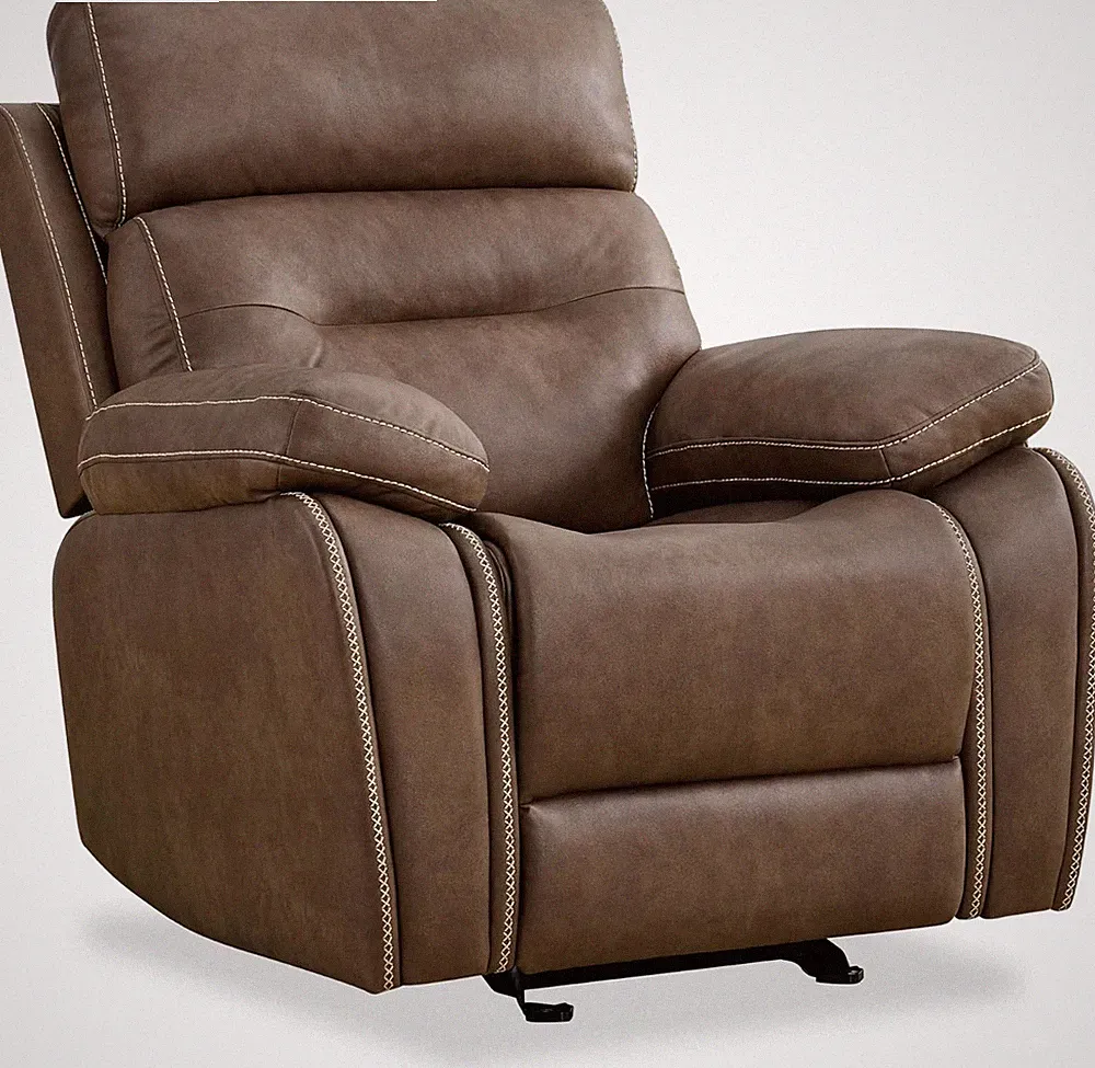 Leather Recliner Chair Manual Sofa Rocker for Adults with Overstuffed Arm for Li