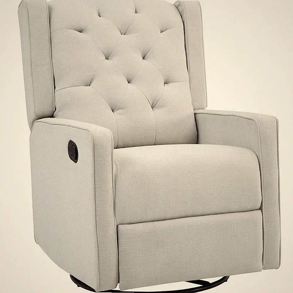 Pemberly Row Contemporary Wood Frame Swivel Glider Recliner in Gray