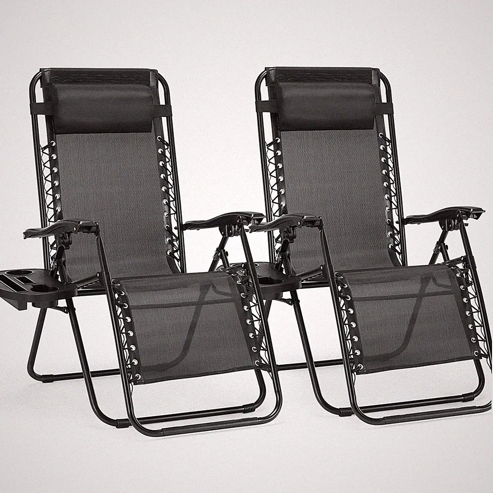 Set of Zero Gravity Recliner Chair with Cup Holders & Adjustable Pillows